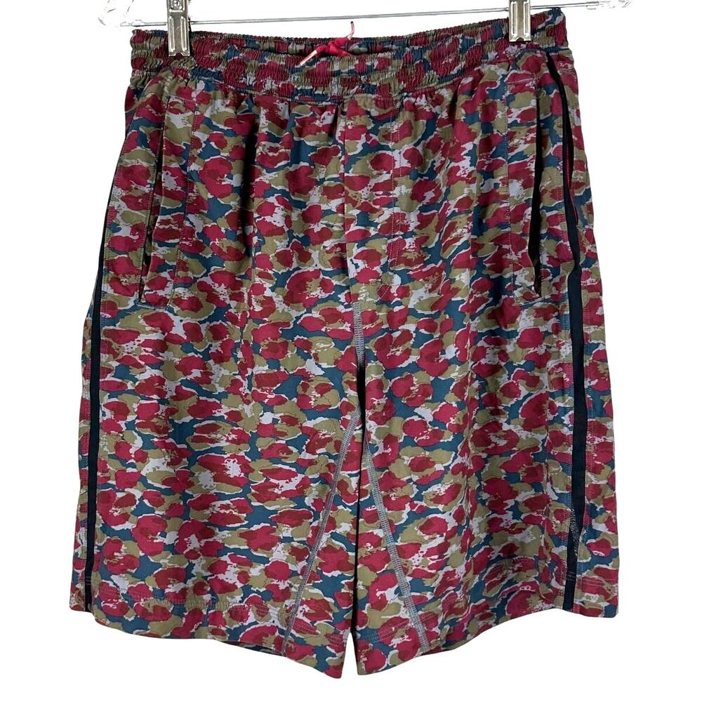 Lululemon Pace Breaker Short 9" Leopard Print Maroon/Blue Men's Size Medium EUC